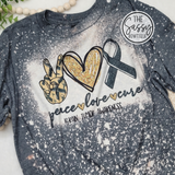 Peace Love Cure Brain Tumor Awareness Bleached Tee