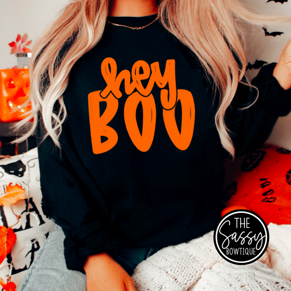Hey Boo Orange Crewneck Sweatshirt