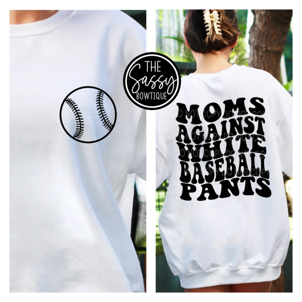 Moms Against White Baseball Pants Tee