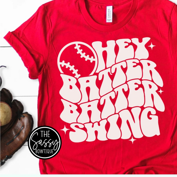 Hey Batter Batter Swing Baseball Tee