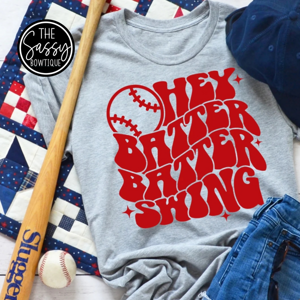 Hey Batter Batter Swing Baseball Tee