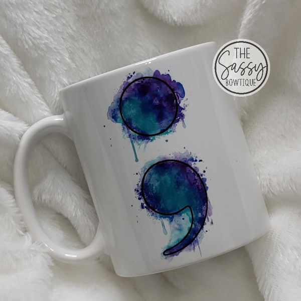 Semi Colon Watercolor Mug