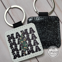 Camo Bolt Mama Black Glitter Keychain