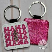Leopard Bolt Mama Pink Glitter Keychain