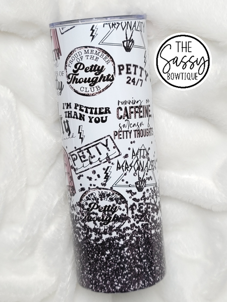 Super Petty Black Glitter Skinny Tumbler