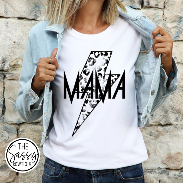 Leopard Bolt Mama Tee