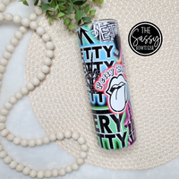 Colorful Petty Collage Skinny Tumbler