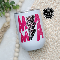 Pink Mama Leopard Bolt Stemless Wine Tumbler