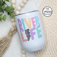 Pastel River Life Leopard Bolt Stemless Wine Tumbler