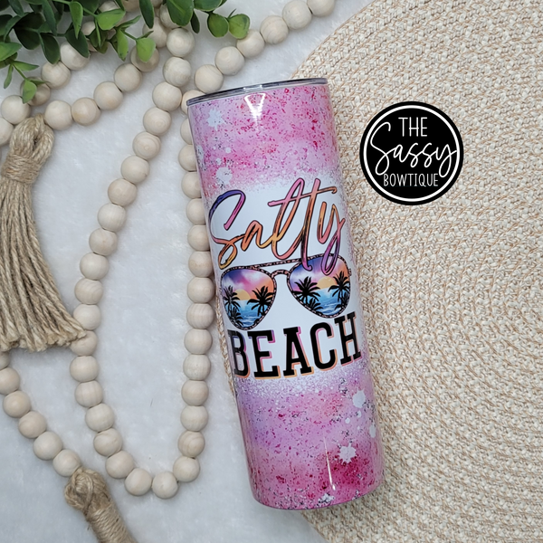 Salty Beach Sunnies Pink Skinny Tumbler