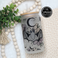 Pastel Floral Bat Glass Can
