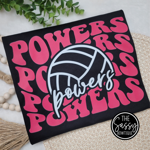Powers Volleyball Retro Repeat Tee