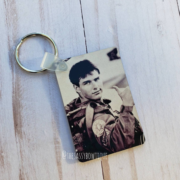 Top Pilot Black And White Keychain